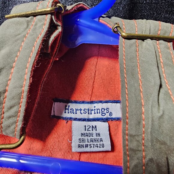 Y2K Hartstrings Tan/Olive/Orange Buffalo Utility Overalls 12M - Picture 2 of 2